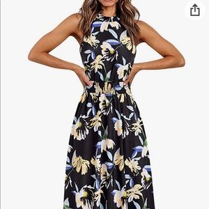 Halter floral high low midi dress!